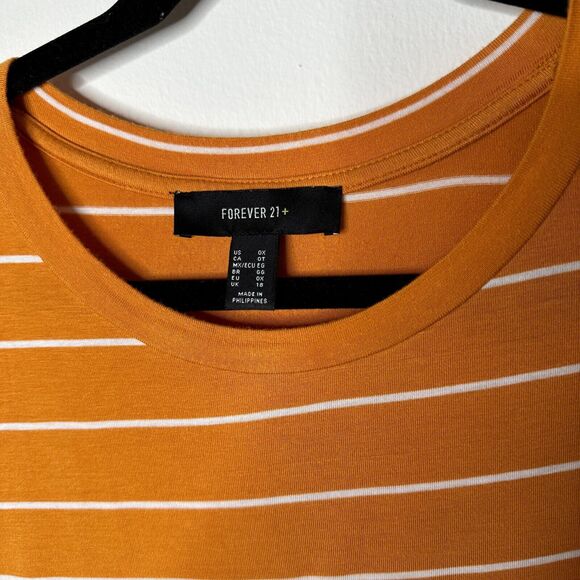 Casual Orange and White Stripe Short Sleeve Tee Lettuce Edge 0X - Picture 3 of 9